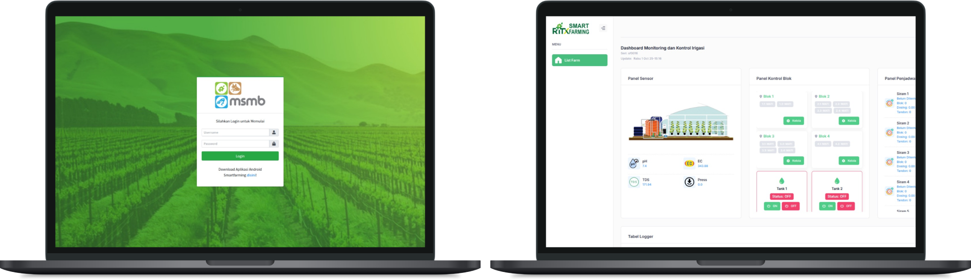 Tampilan amerta dan wisanggeni web based