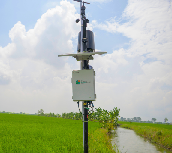RiTx AWS MSMB - Stasiun cuaca otomatis IoT untuk monitoring iklim mikro dan kondisi cuaca real-time di lahan pertanian padi
